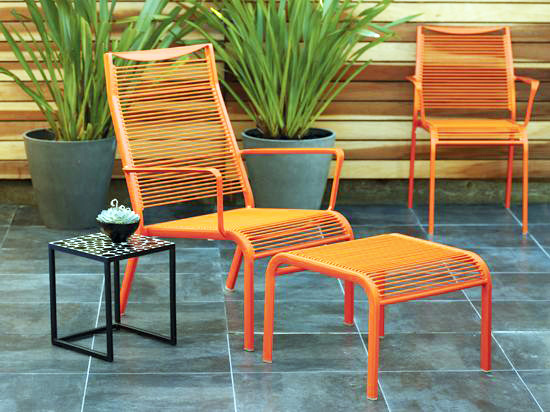 Bright Orange Powder Coated Lawn Chair